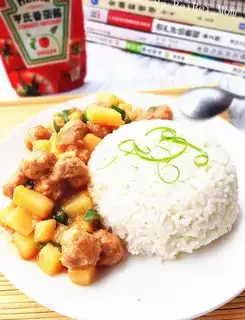 Meatball potatoes and rice