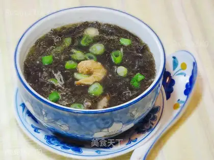 Veal shrimp dry purple soup