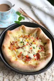 A pizza with a heart