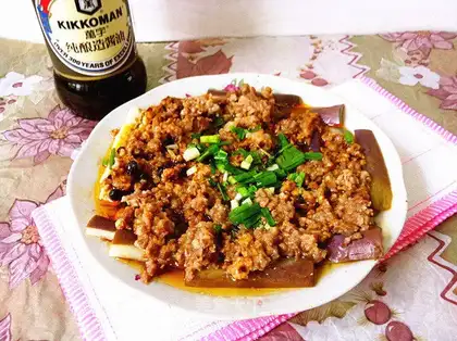 Meat and eggplant