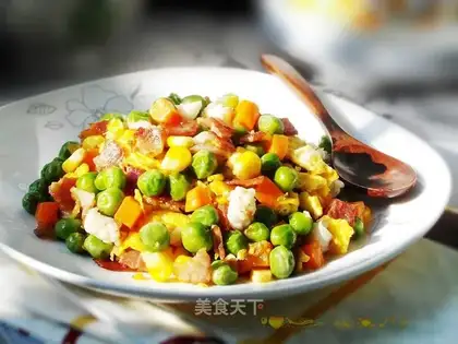 Peas fried eggs
