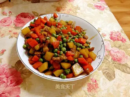 Peas and potatoes and carrots