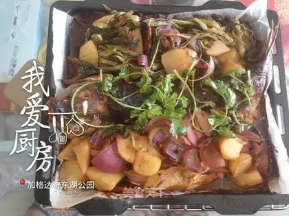 The electric oven roasted fish