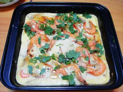Shrimp roasted eggs tofu