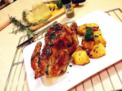 Lemon juice vanilla roasted chicken