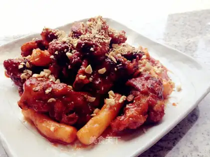 Sweet, fried chicken cake