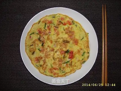 Onion egg shrimp pancakes