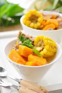 Corn pumpkin steak soup