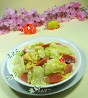 Ham sausage eggs and cabbage
