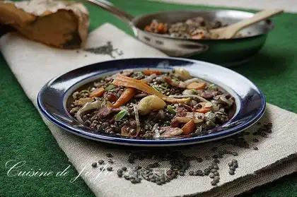 Bacon vegetable lentils