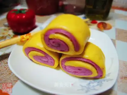 Pumpkin purple sweet potato steamed buns