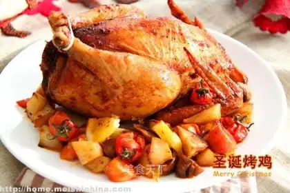 Colorful Christmas Roast Chicken