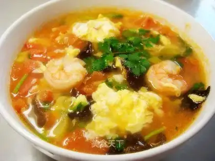 Tomato shrimp egg soup
