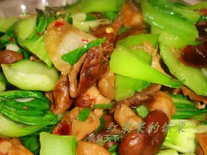 Roasted rapeseed with mushroom