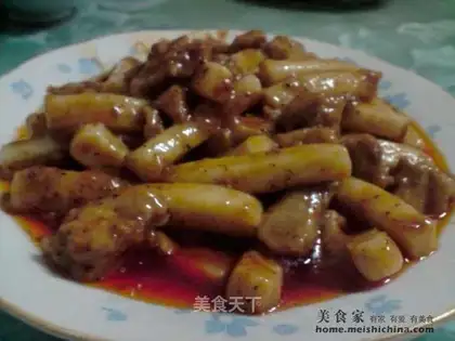 stir-fried rice cake with Chinese spicy food
