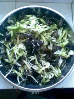 Cucumber and fungus mixed with cabbage