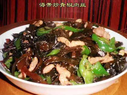 stir-fried shredded pork with seaweed and green pepper