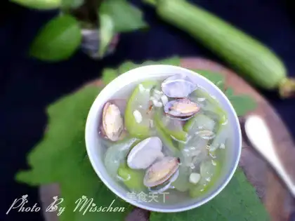 Flowers and melon soup