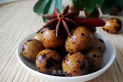 Five quail eggs