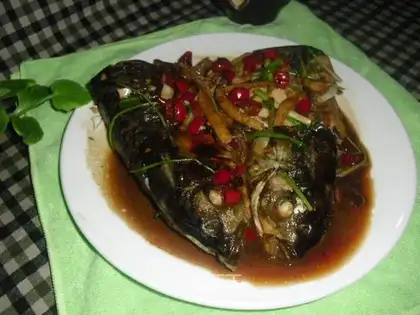 Red-burned fish head