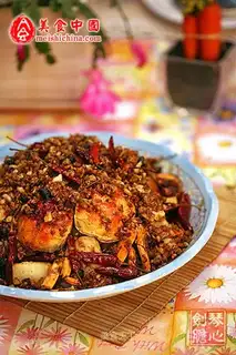 Fried crab in Bifengtang rice cake