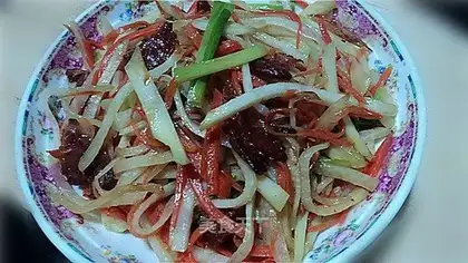 stir-fried broccoli fruits with sausage