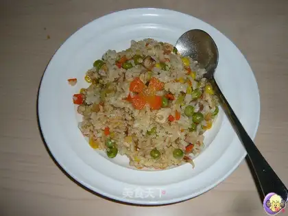 Fried rice with salted fish and diced chicken