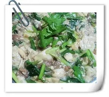 Tofu with chive and shrimp sauce
