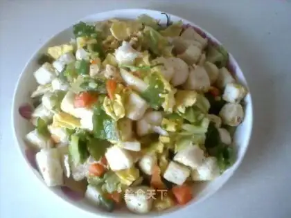 stir-fried steamed buns with vegetables