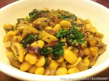 White bean spinach mushroom salad