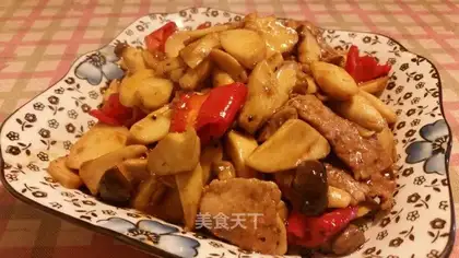 Beef chicken leg mushrooms