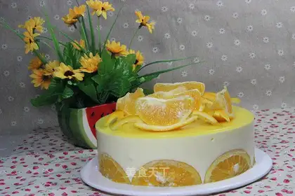 A fresh orange mousse cake