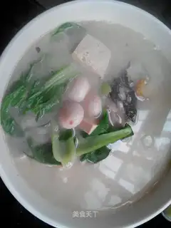 Frozen tofu mushroom fish soup