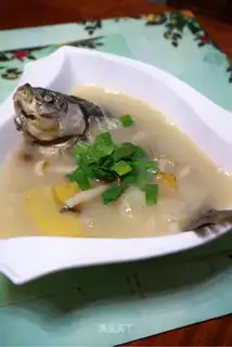 Milk, mushroom, fish soup