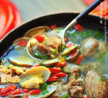 Flower clams and lamb stew