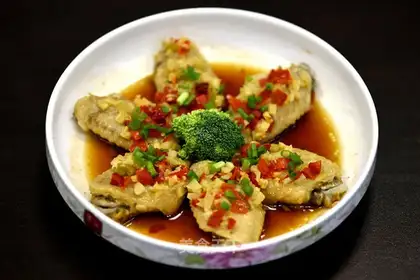 A steamed chicken wing