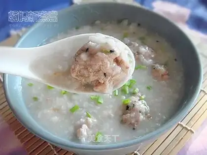 Yam meatball porridge