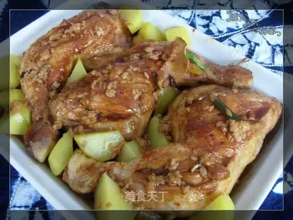 Roasted chicken legs in rice wine sauce