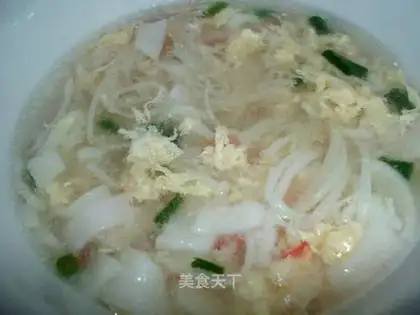 Crab stick egg soup