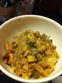 Potato and shredded pork and shrimp rice