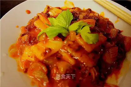 Baked spicy rice cake