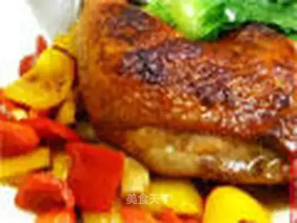 Colorful roasted chicken legs