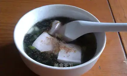 Purple tofu soup