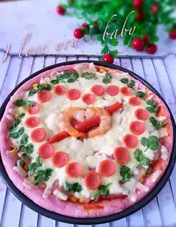 Pink heart pizza