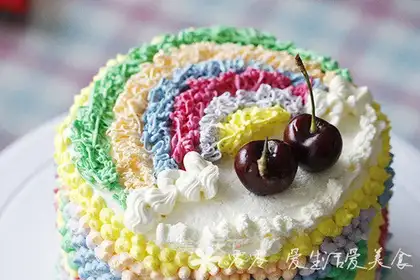 Rainbow cream birthday cake