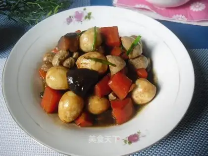 Double mushroom roasted quail eggs