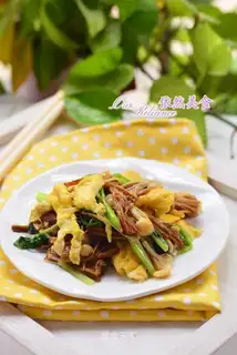 Golden mushrooms and eggs