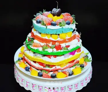 Rainbow naked cake