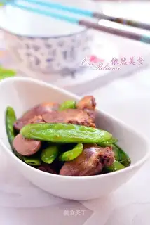 lentils and duck hearts