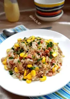 Corn salad and rice